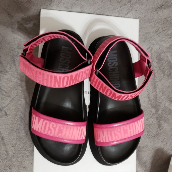 Moschino Denim Logo Ankle-Strap Sandals - Picture 2 of 11